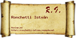 Ronchetti István névjegykártya